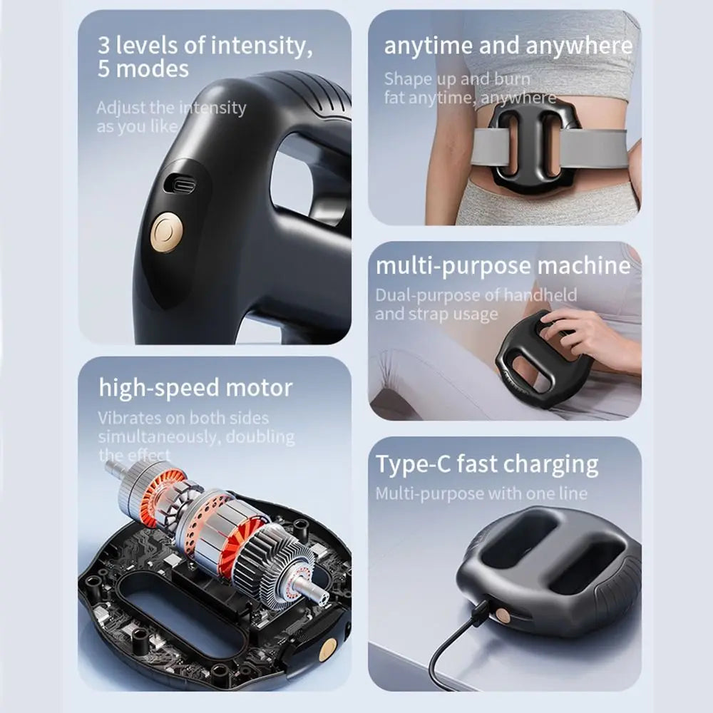 Hot Compress Electric Fascia Ring Portable Adjustable Speed Electric Body Slimming Machine USB Charging Vibration Function